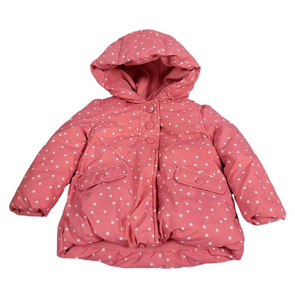 Gymboree Cozy Fairytale Pink w/White Stars Puffer Jacket Size 12-24 Months